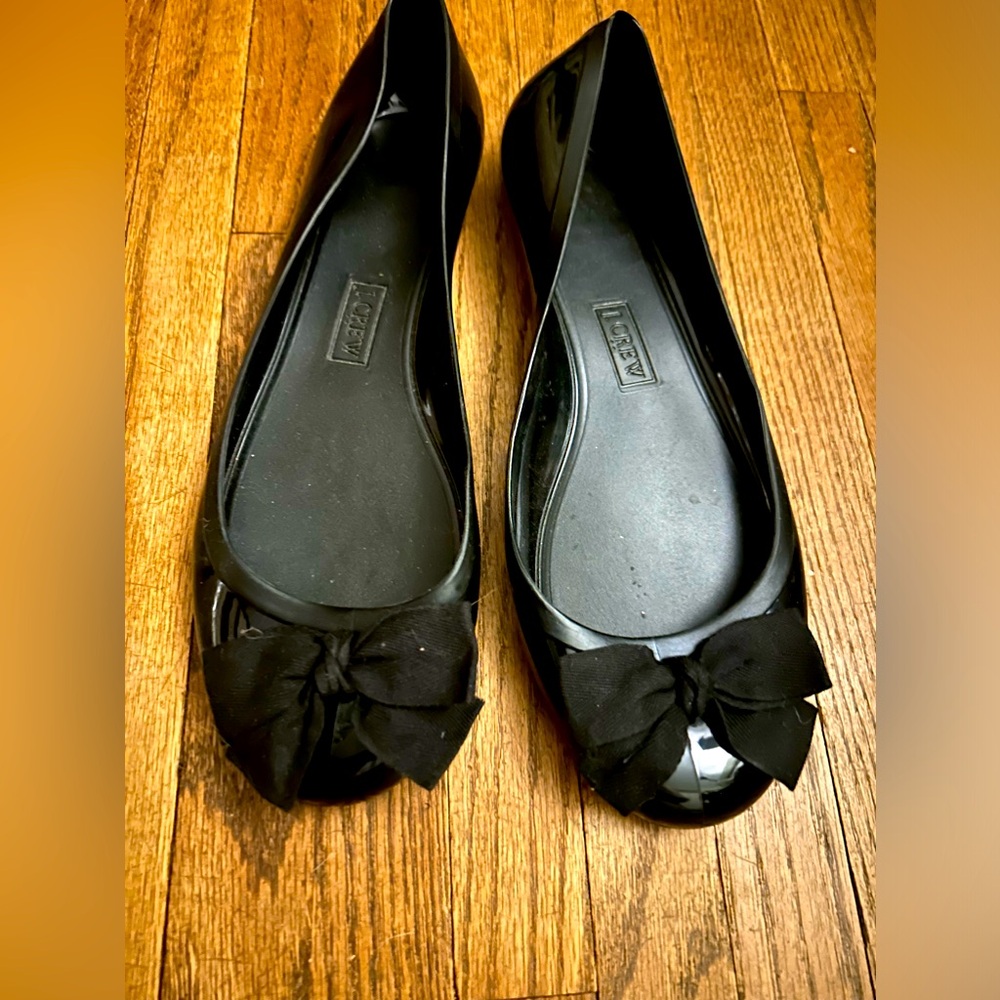JCrew woman size 10 plastic “jelly” slip on shoes with bow